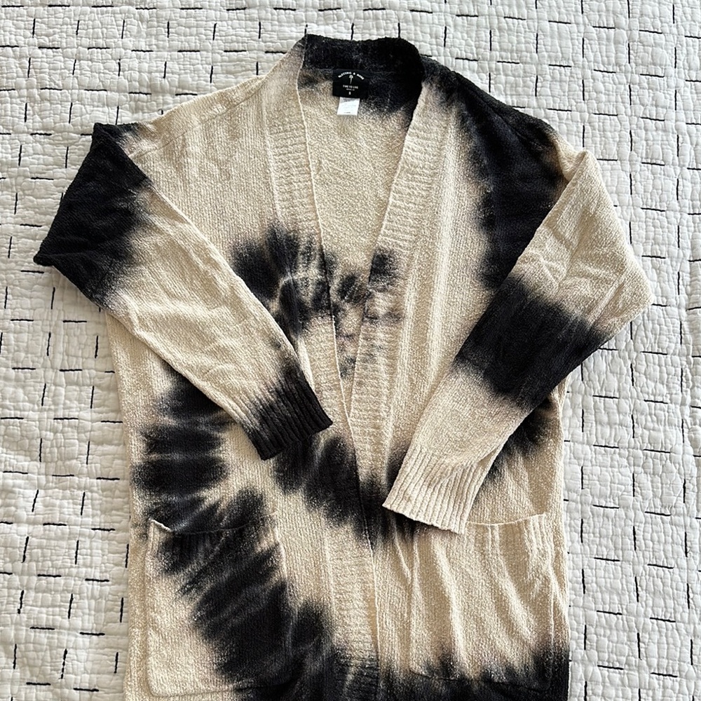Electric & Rose Black and Cream Tie-Dye Cardigan